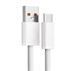 Prémium Szövetes (Nylon) USB-C Töltőkábel – Fehér